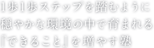 一歩一歩ステップを踏むように穏やかな環境の中で育まれるできることを増やす塾